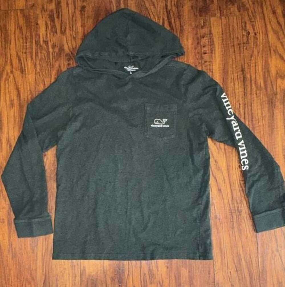 Vineyard Vines Long Sleeve Pocket Hoodie Size L (16) Dark Green Whale -Youth